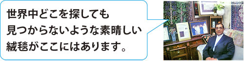 世界中どこを探しても見つからないようなすばらしい絨毯がここにはあります。